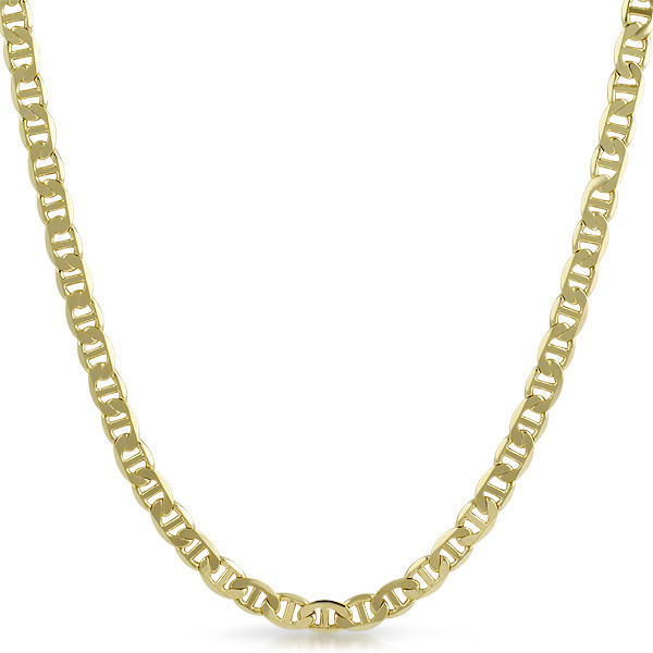 6mm Gold Plated Italian Mariner Mens Chain Necklace