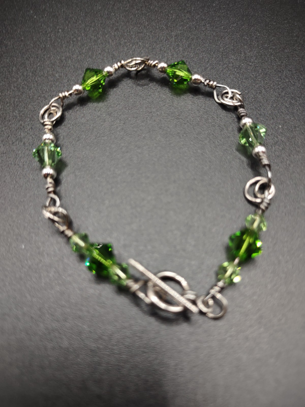 Made With Green Swarovski Crystals Bracelet SS Clasp Fashion Jewelry Handmade