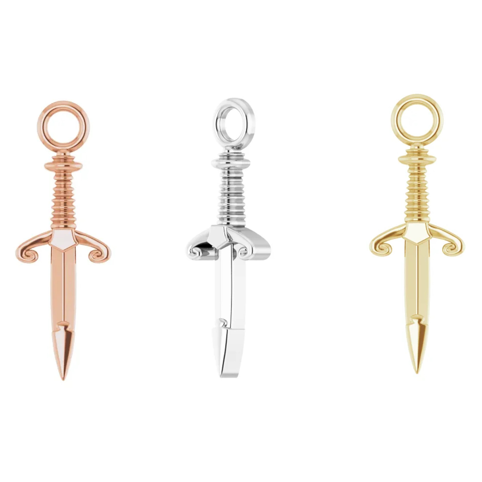 10k 14k 18k Gold,Platinum Or Silver 13.2 mm Dagger Sword Knife Dangle Charm Dirk