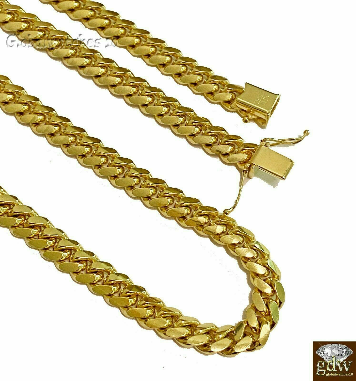 Real 10k Solid Gold Cuban Link Necklace 7mm Box Clasp Men 20 22 24 26 28 30 Inch