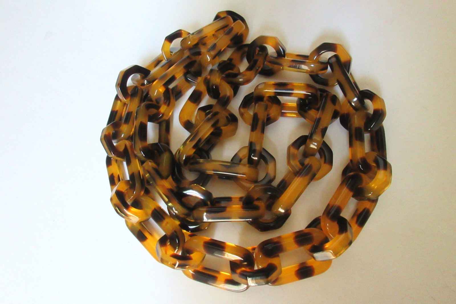 Large Amber Tortoise Shell Acrylic / Resin Linked Necklace – STATEMENT