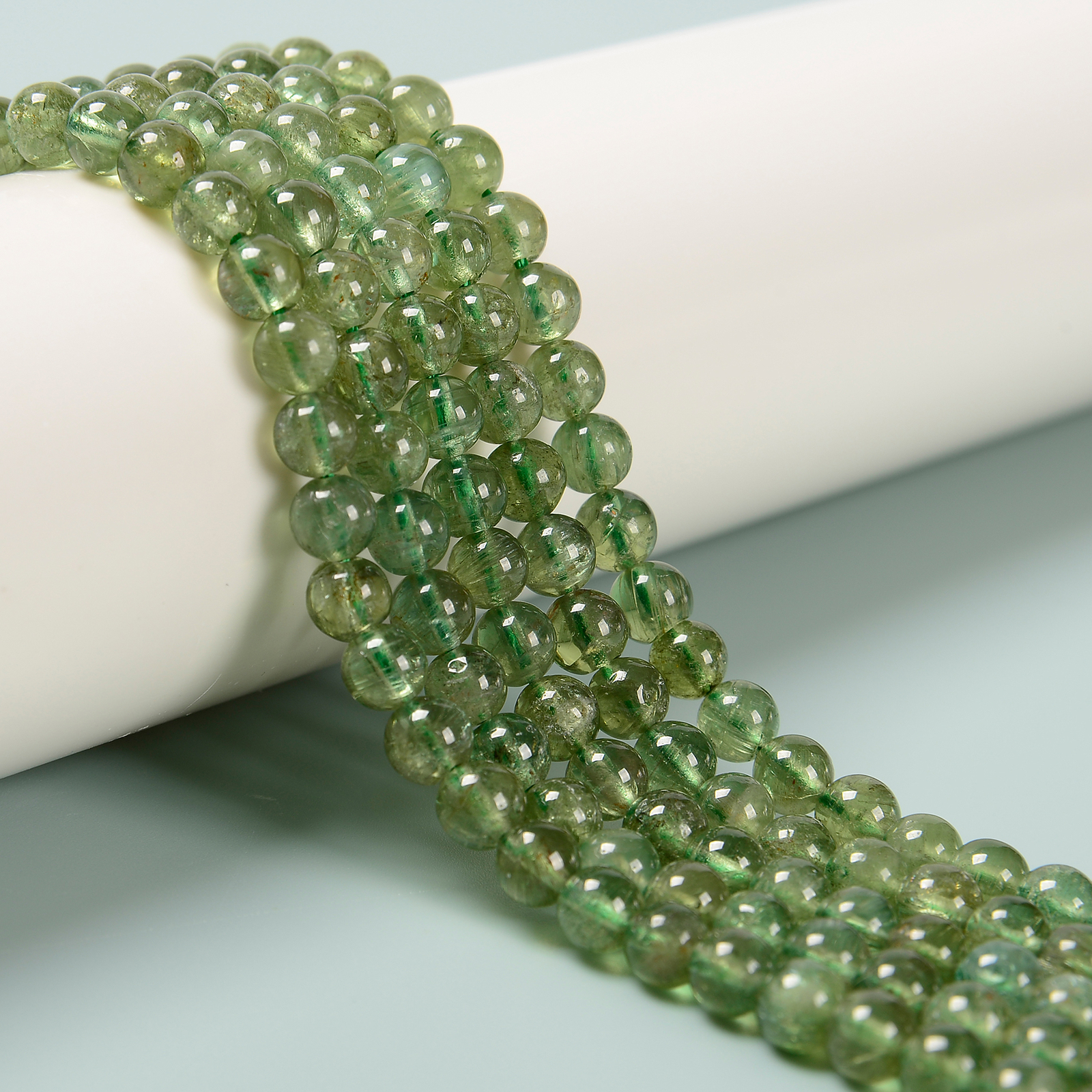 Natural Green Apatite Smooth Round Beads 3-3.5mm 4mm 5mm 5.5-6mm 15.5” Strand