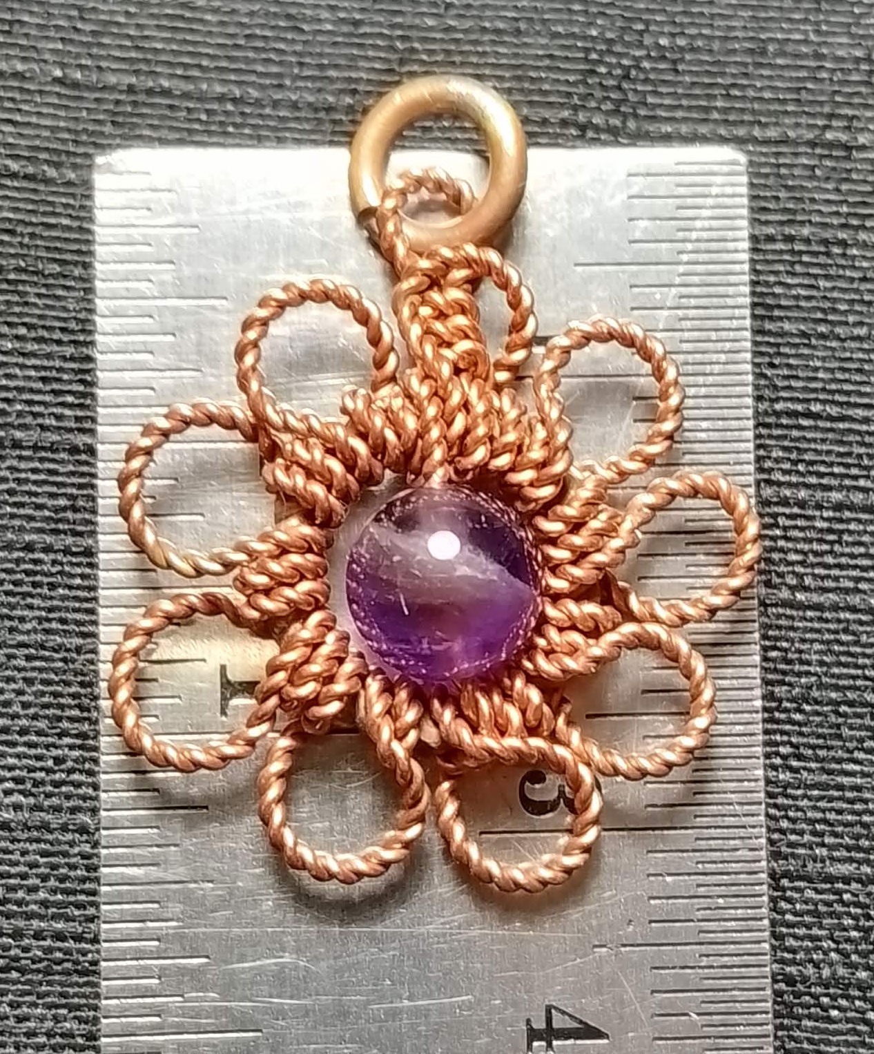 Flower Copper Pendant Daisy Mandala Amethyst Energy Lucky Jewelry #PM9