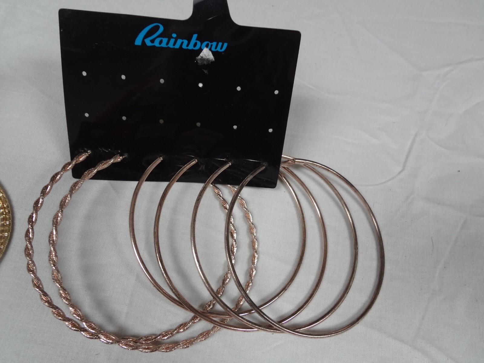 3 PACK LOT RAINBOW BRAND LARGE HOOP EARRINGS WITH 1 PAIR OF STUDS