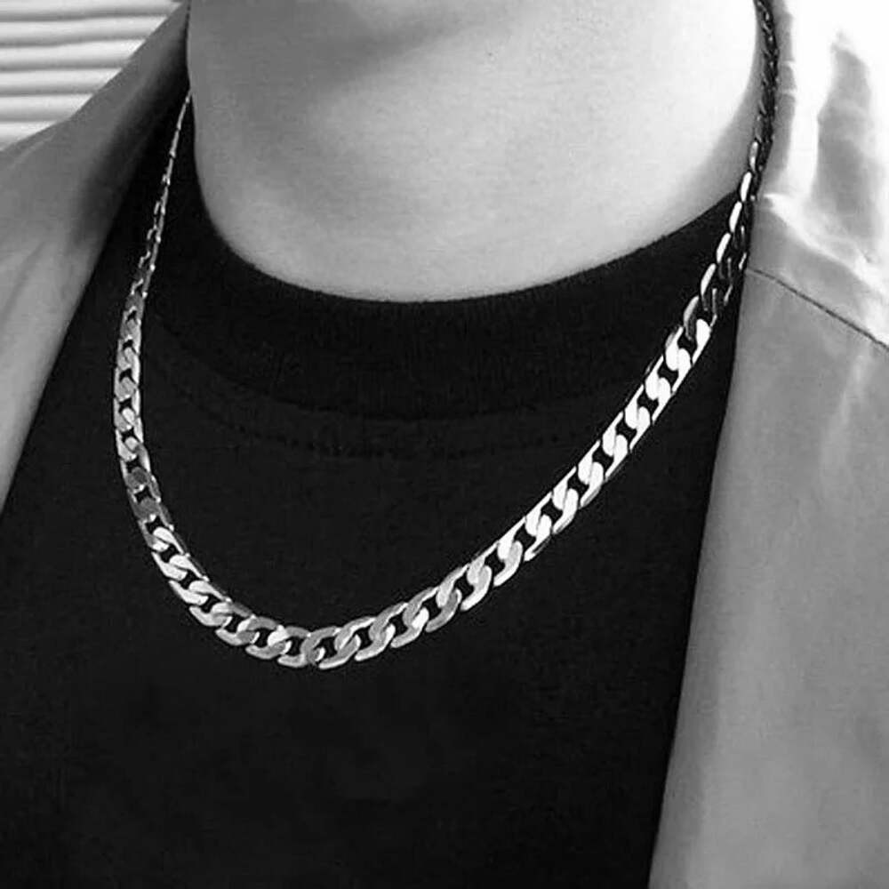 925 Sterling Silver Necklace For Men’s 16/18/20/22/24 Inches Classic 8MM Chain L