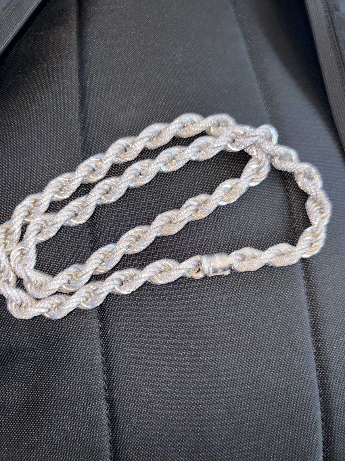 24” Solid 925 Sterling Silver Men’s HipHop Rope Chain CZ diamonds