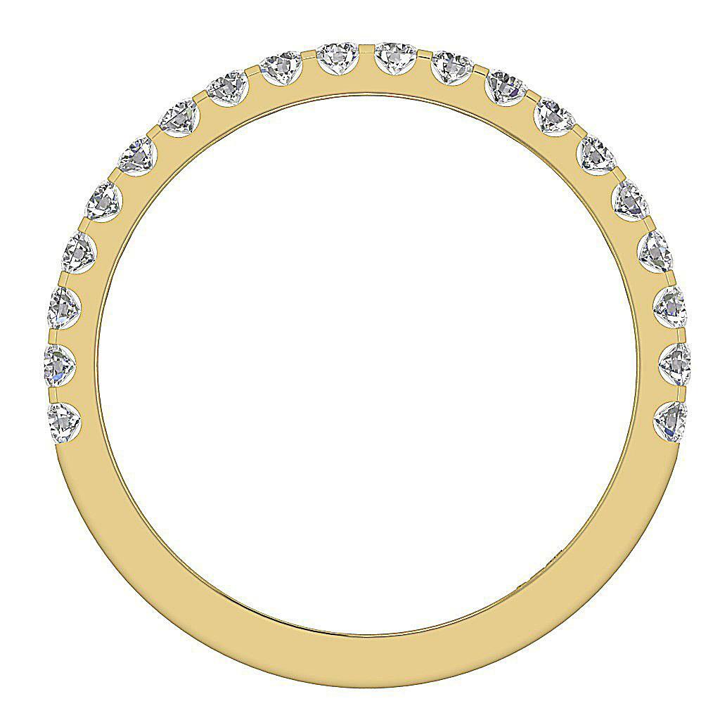 Half Eternity Stackable Ring SI1 G 0.55 Carat Round Cut Diamond 14K Yellow Gold