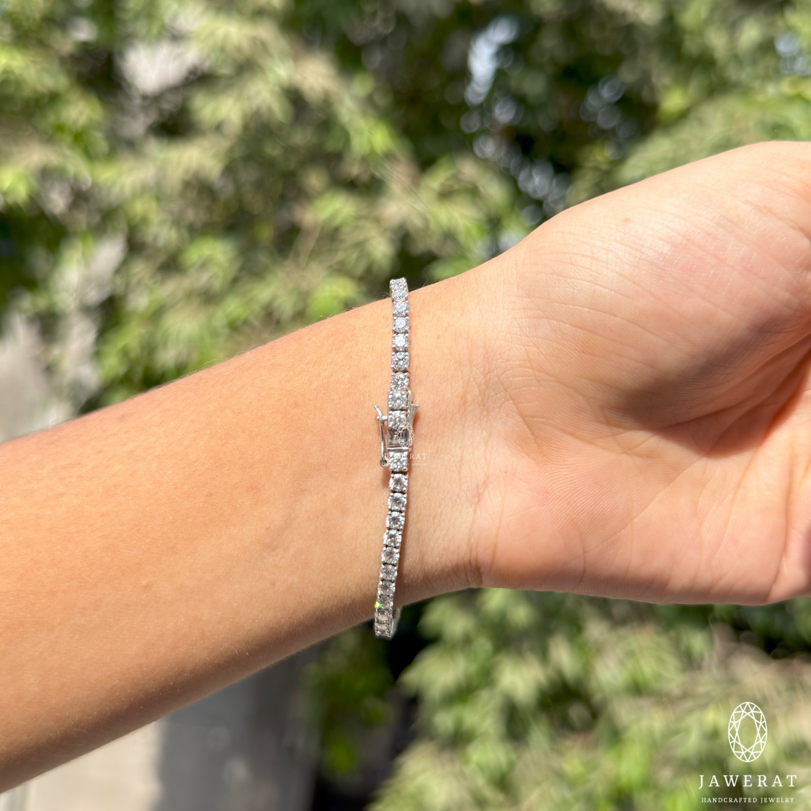 3mm Round Moissanite Tennis Bracelet, Four Prong Setting, Bridal Wedding Jewelry