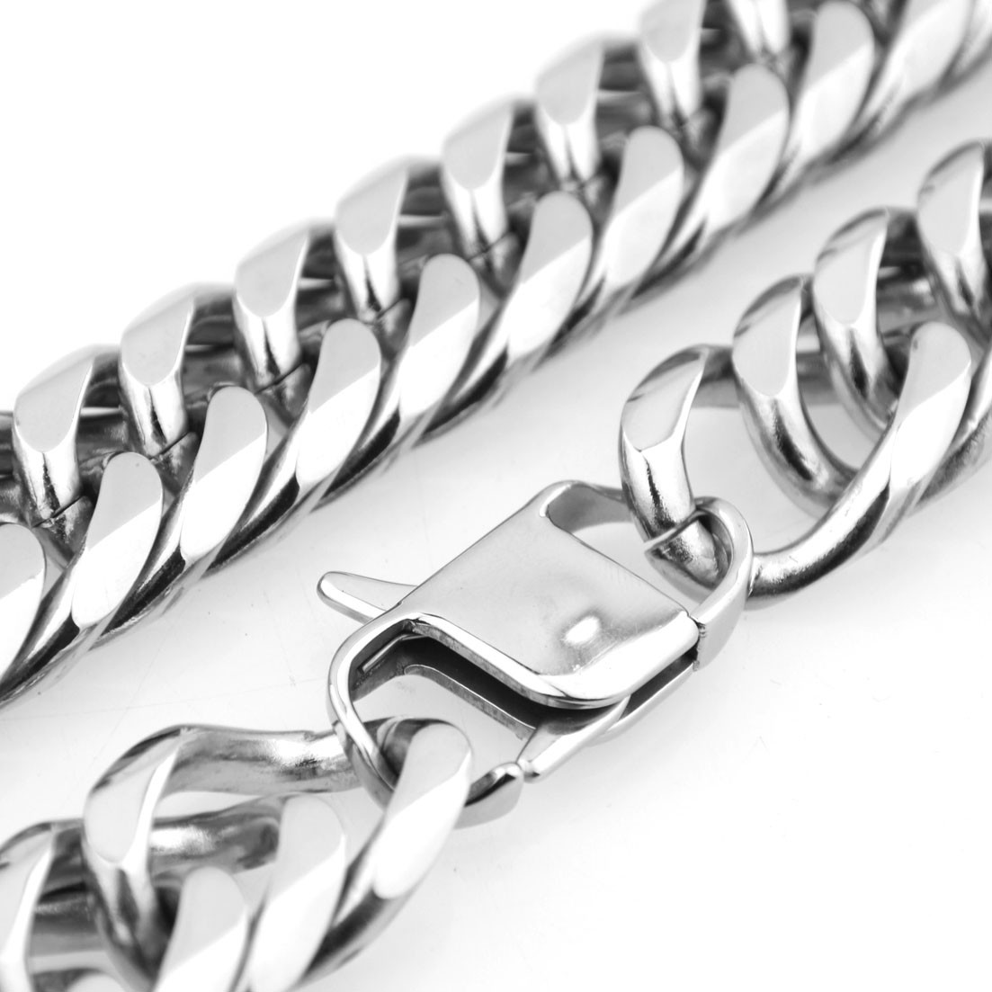 HEAVY Silver Cut Curb Cuban Link Chain 316L Stainless Steel Men’s Necklace Hot