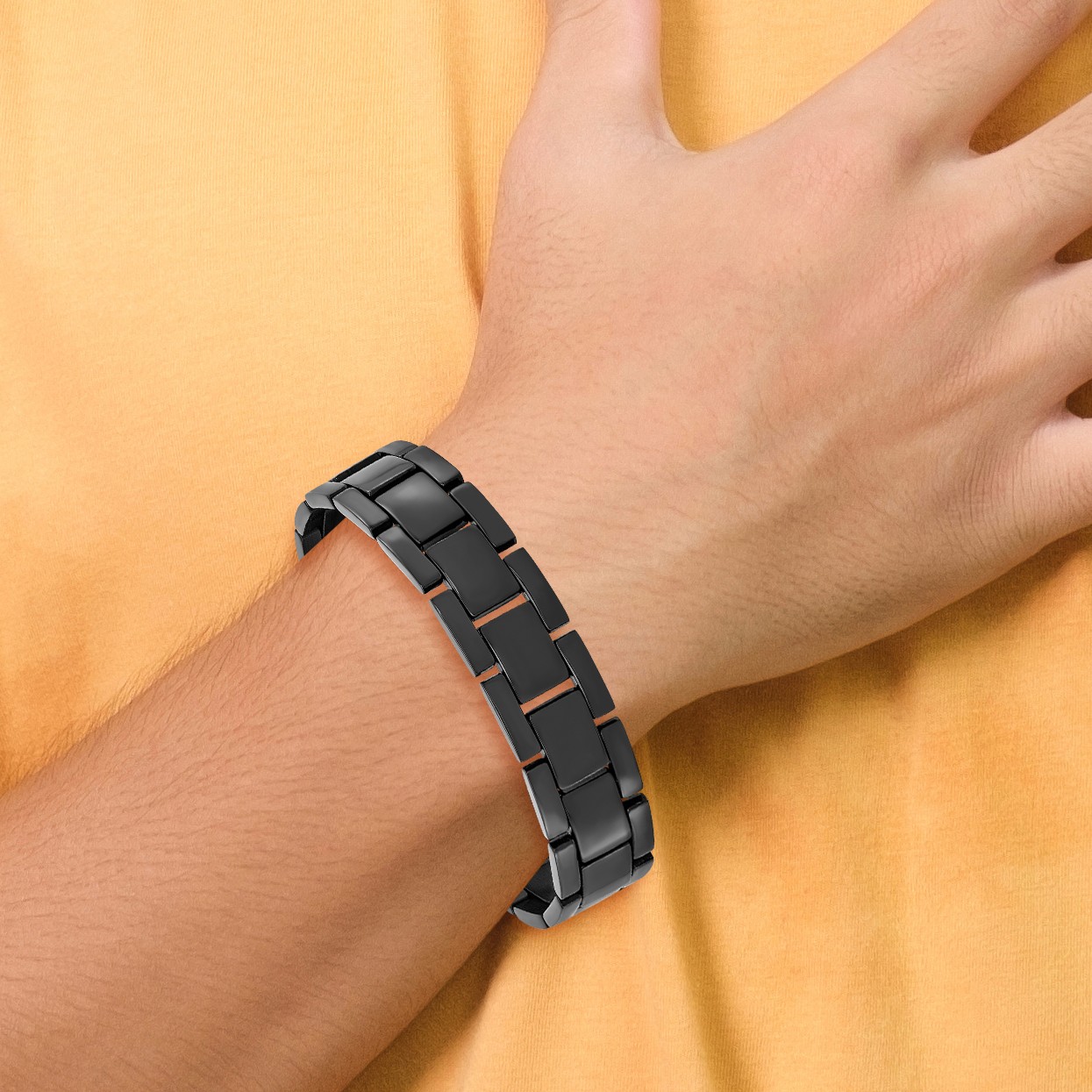Chisel Stainless Steel Polished Black IP-plated 8.25 inch Link Bracelet SRB151