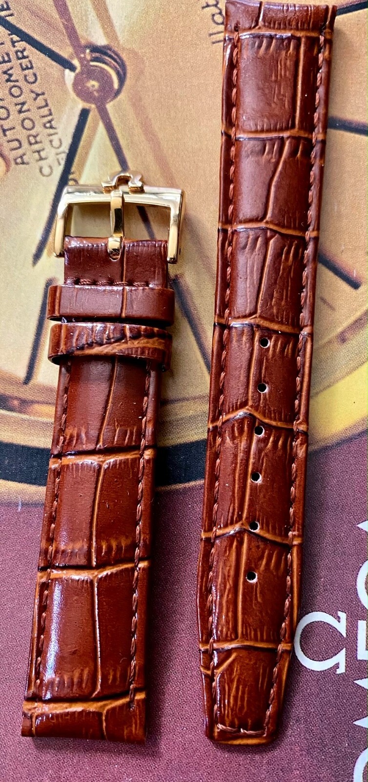 OMEGA Constellation Model 16mm Logo Buckle 18mm Cognac Color Croco Leather