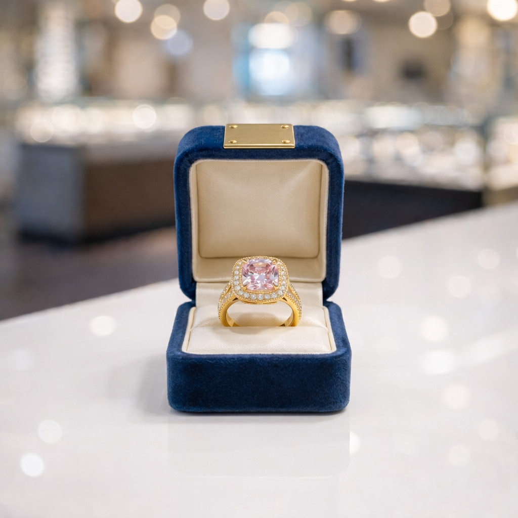 4.20 Ct Cushion Natural Pink Sapphire & Diamond Wedding Ring 14k Yellow Gold 8