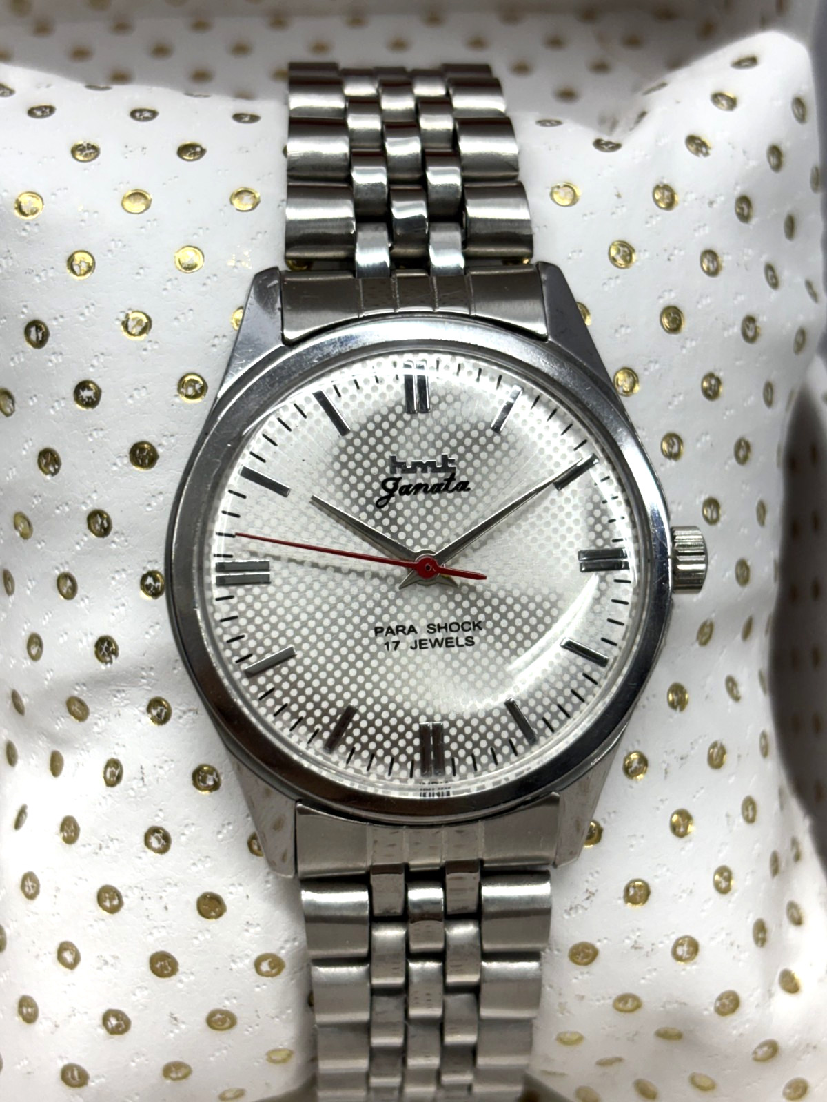Vintage HMT Janata White 17 Jewels Hand Winding Men’s Wrist Watch