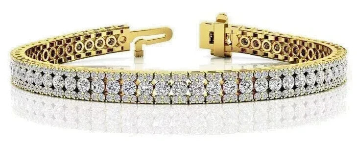 12Ct Round Lab-Created Diamond Men’s Charming Bracelet 14K Yellow Gold Plated