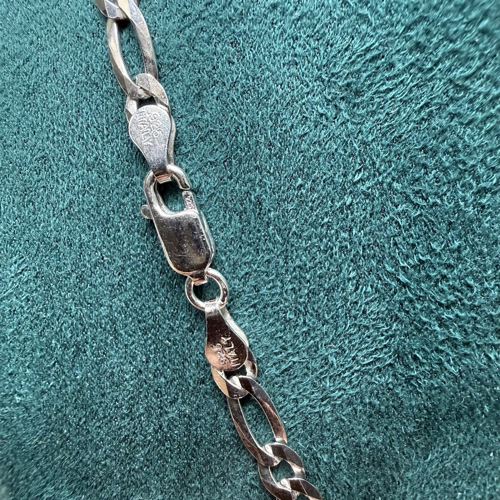 ITALY 925 Sterling Silver FIGARO Chain Necklace 18” 4.3mm