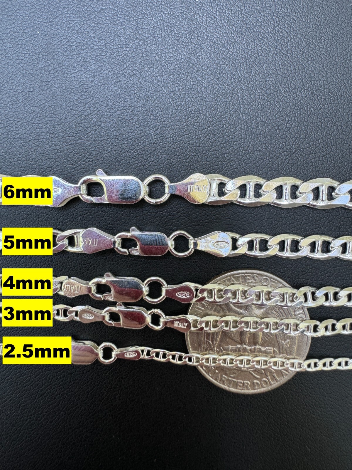 Real Solid 925 Sterling Silver Mariner Link Bracelet ITALY 2.5-16mm ITALY MADE