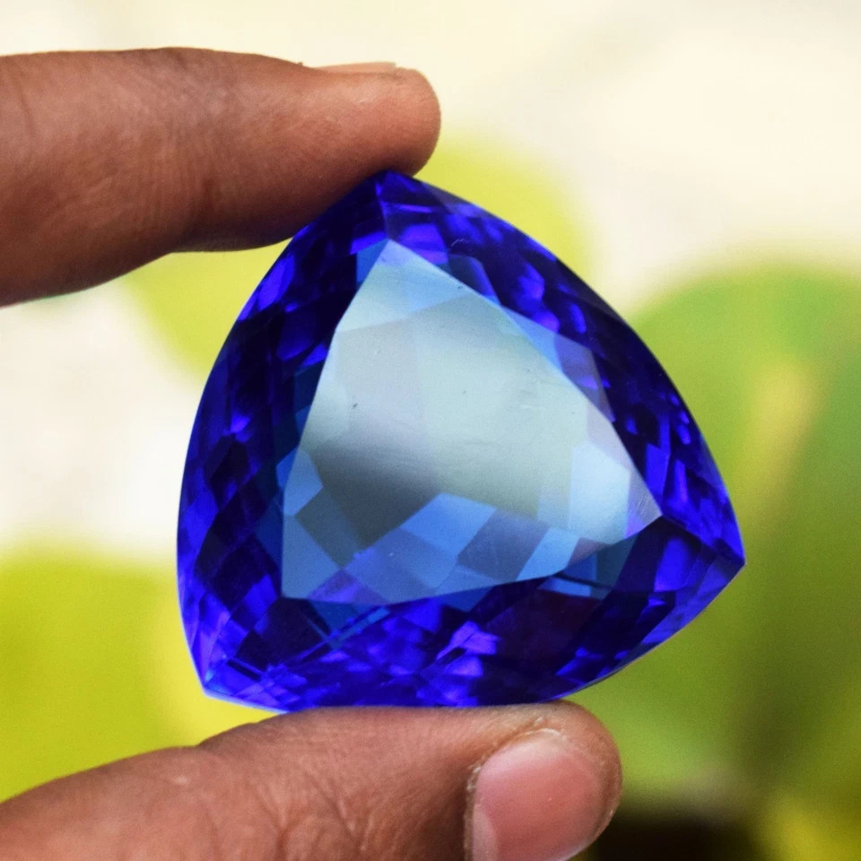 219.75 Carat Flawless Deep Blue Tanzanite Trillion Cut Certified Loose Gemstone
