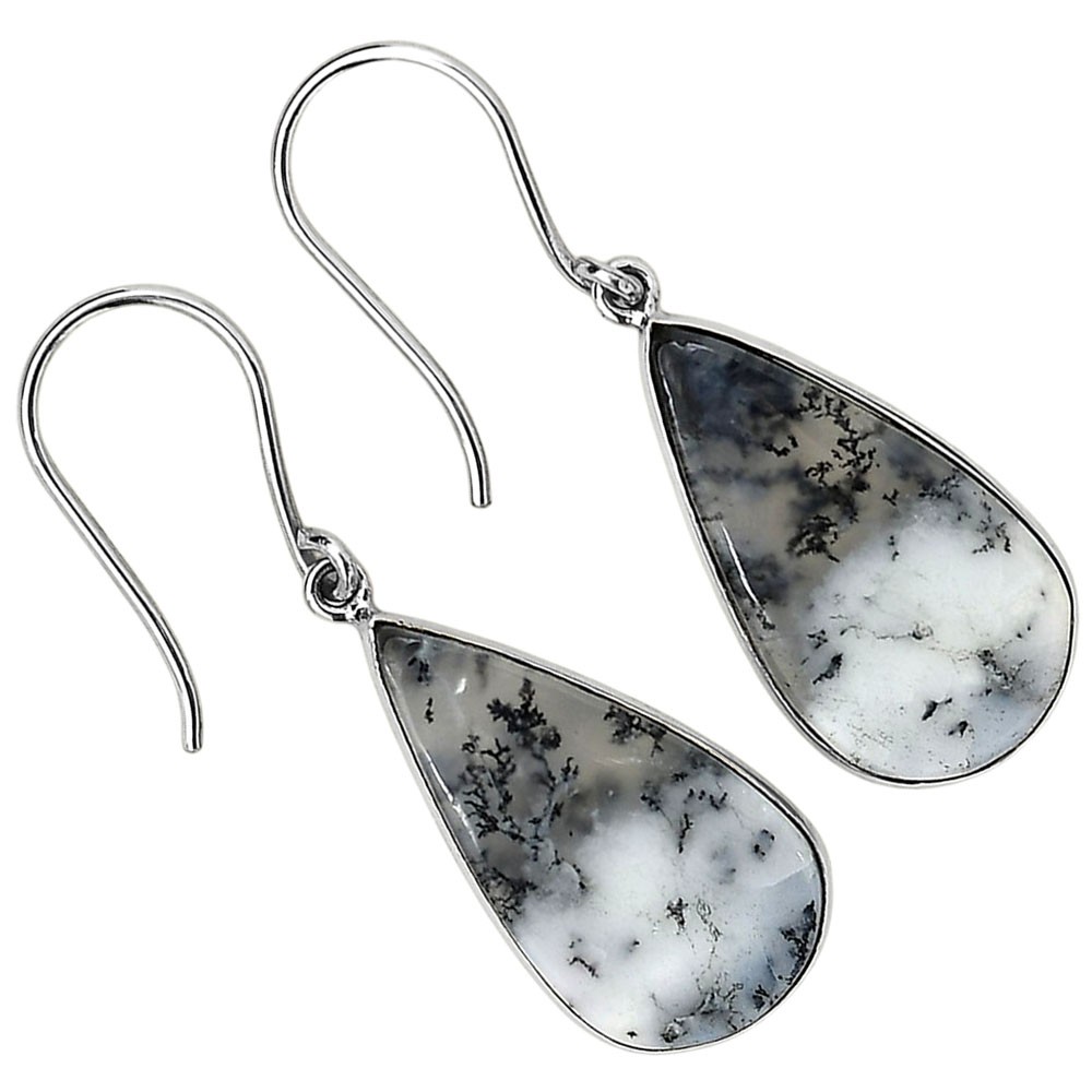 Merlinite Dendritic Opal – Turkey 925 Silver Plated Earrings Jewelry WE58-10007