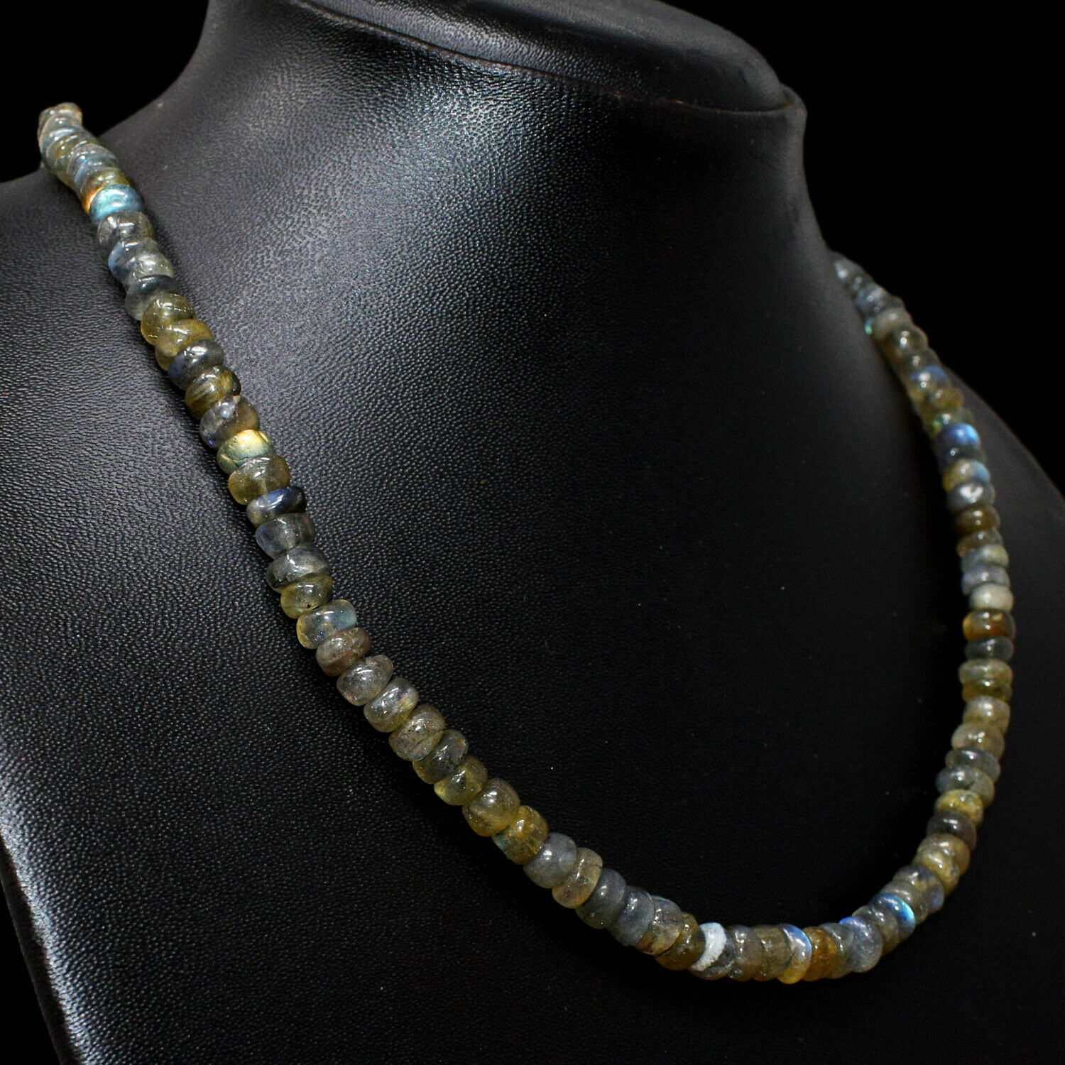 Untreated 169 Cts Natural Single Strand Labradorite Beaded Necklace JK 20A4