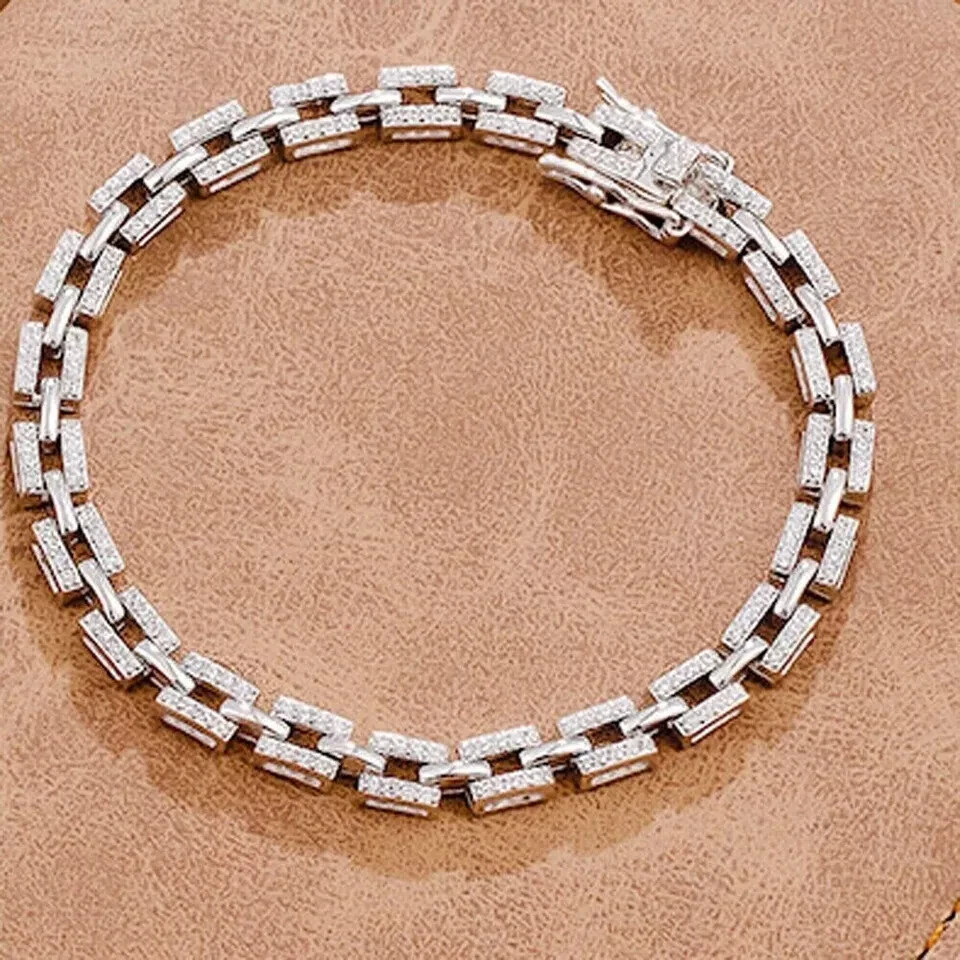 6CT Round Lab-Created Diamond 14K White Gold Plated Women’s Tennis Bracelet