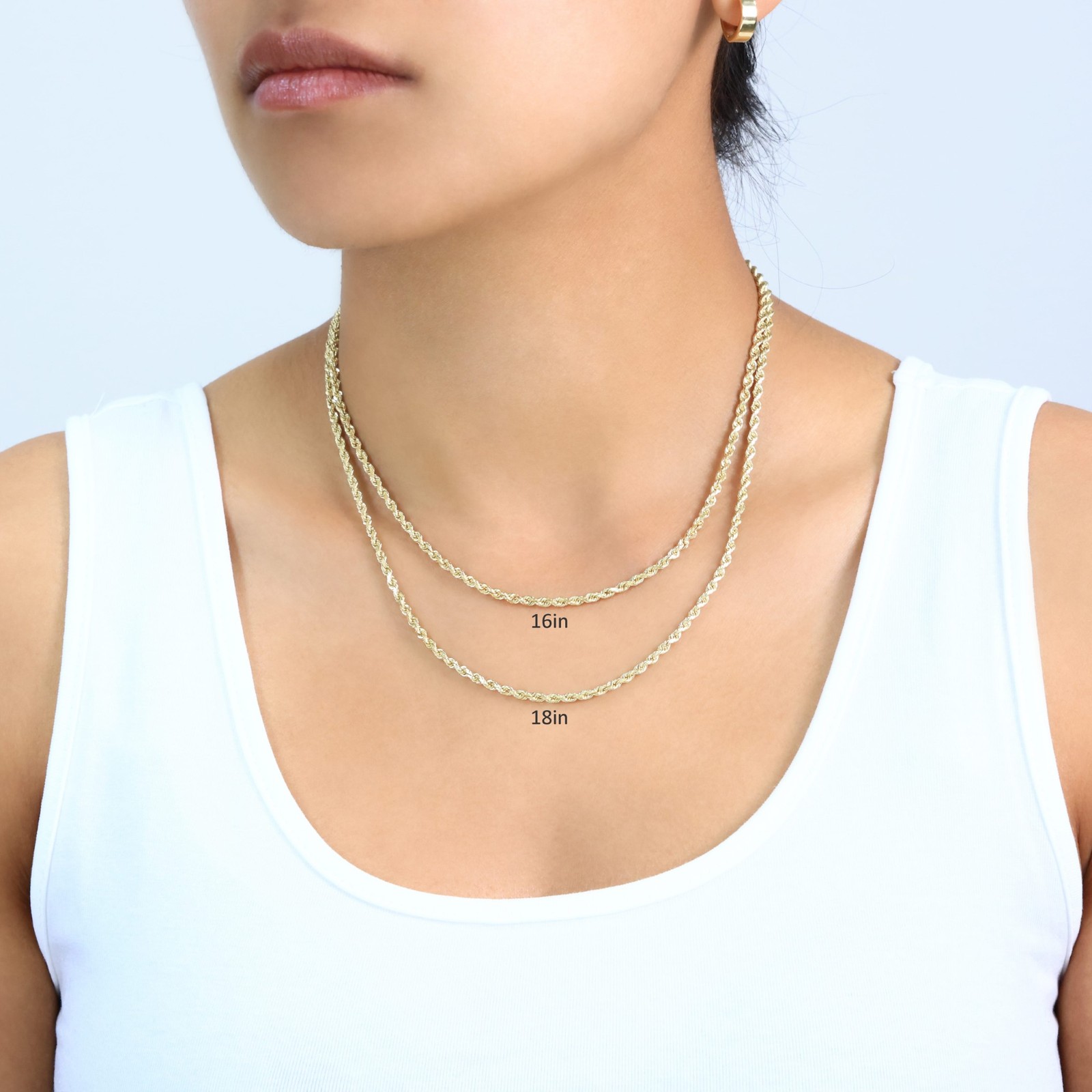 14K Yellow Gold Solid 2.5mm Rope Diamond Cut Chain Mens Women Necklace 16″- 30″
