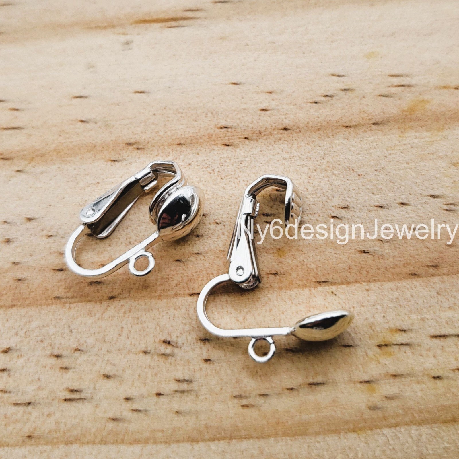 1 Pair Sterling Silver Clip-On Earring Findings – Non-Pierced Ear Clips for DIY