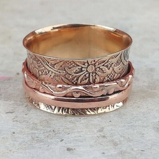 Solid Copper Spinner Band Ring Handmade Pure Copper Women Ring All Size SR368