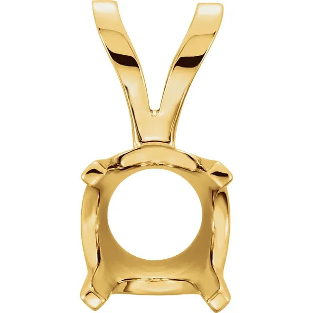 14K Solid Yellow Gold Round Pendant Setting Solid Base Pendant Mounting 2mm-8mm