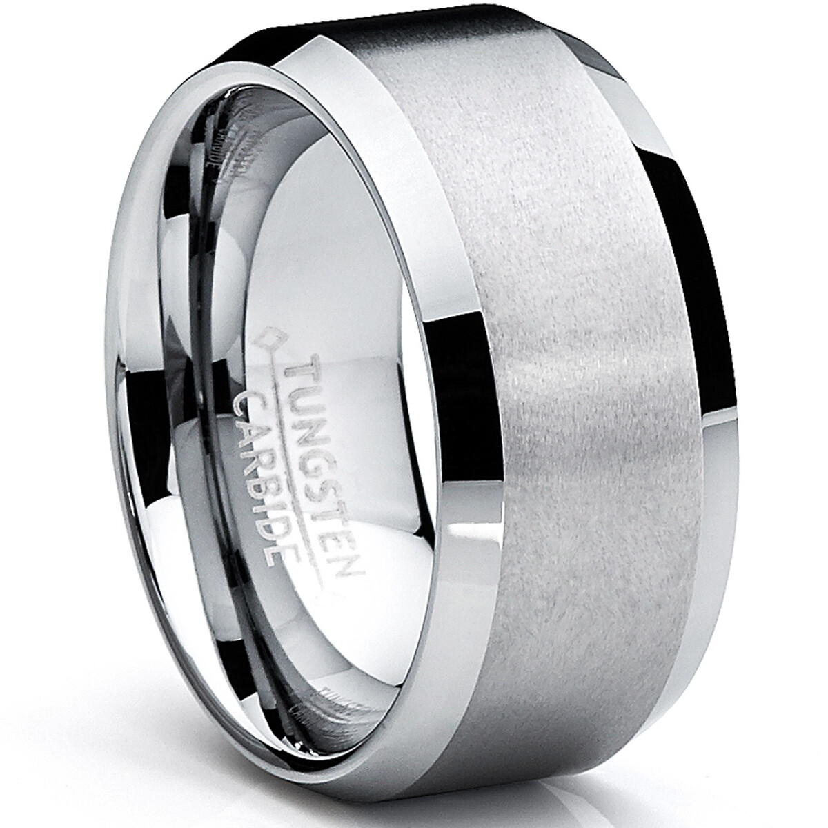 10MM Men’s Brushed Tungsten Carbide Wedding Band Ring, Comfort Fit