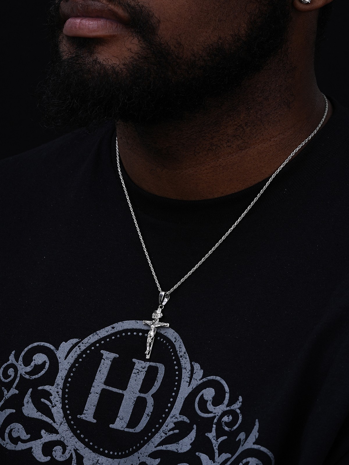 Real Solid 925 Sterling Silver Plain Inri Cross Jesus Crucifix Pendant Necklace