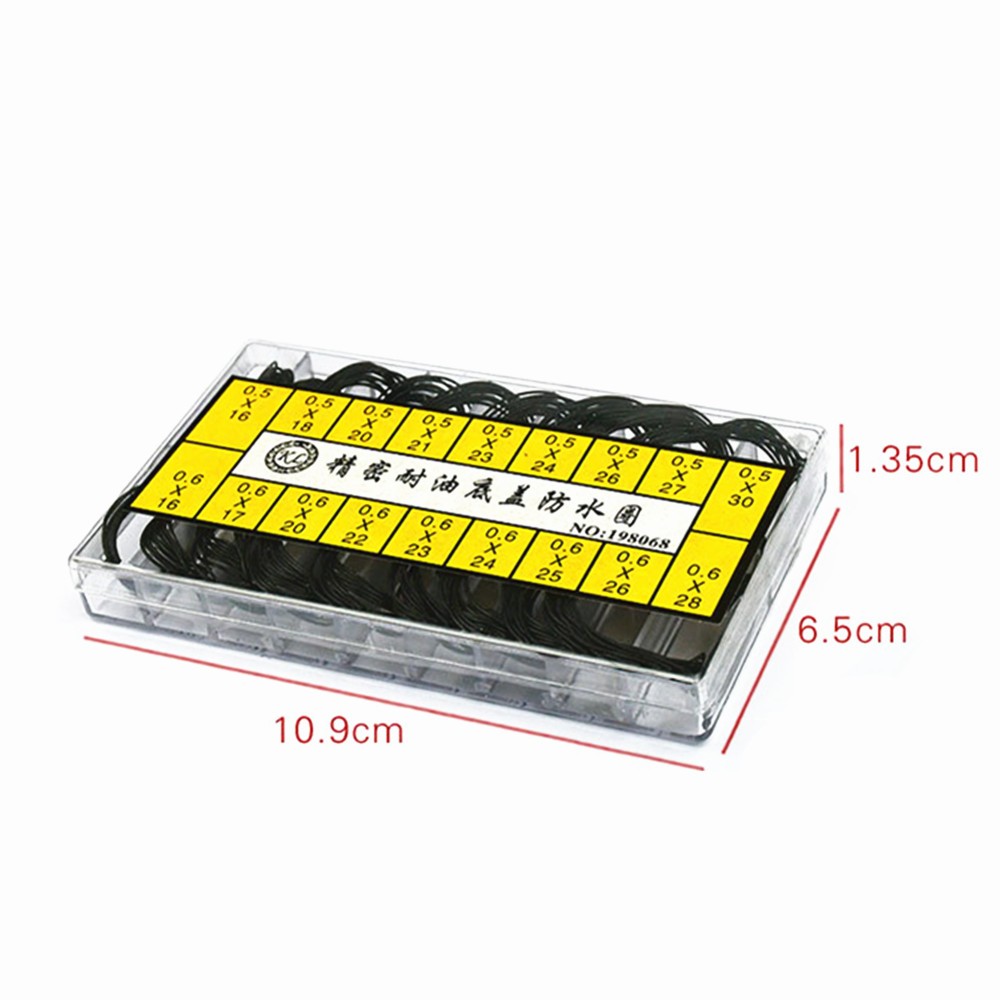 200x 0.5&0.6mm Assorted Waterproof Watch O-Ring Rubber Gasket Sealed Washer Box