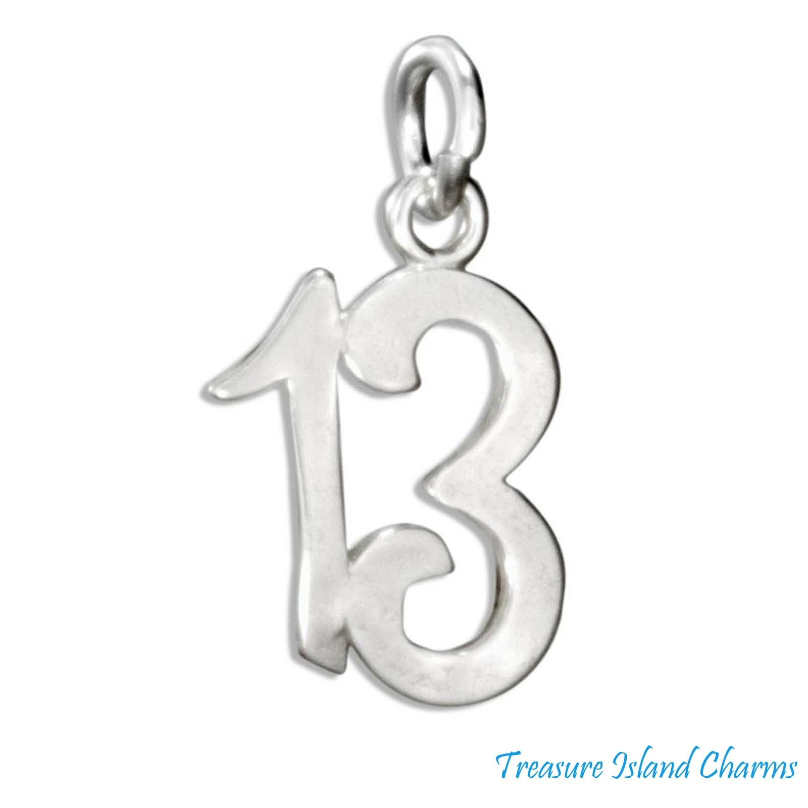 Lucky Number 13 13th Birthday Anniversary 925 Sterling Silver Charm Pendant