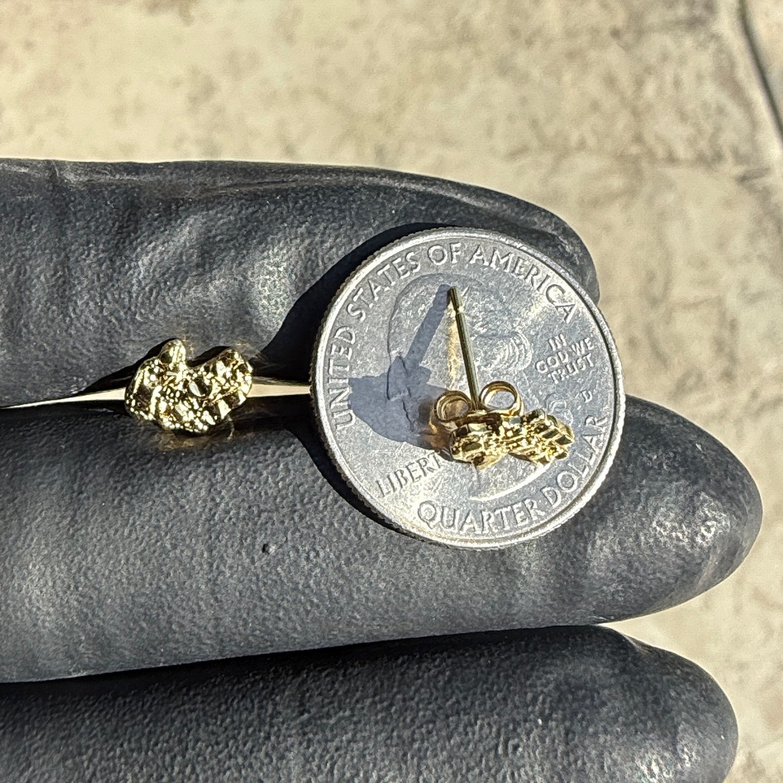 14k Gold Plated Nugget Earrings Butterfly Push Back Mens Womens Small 10MM