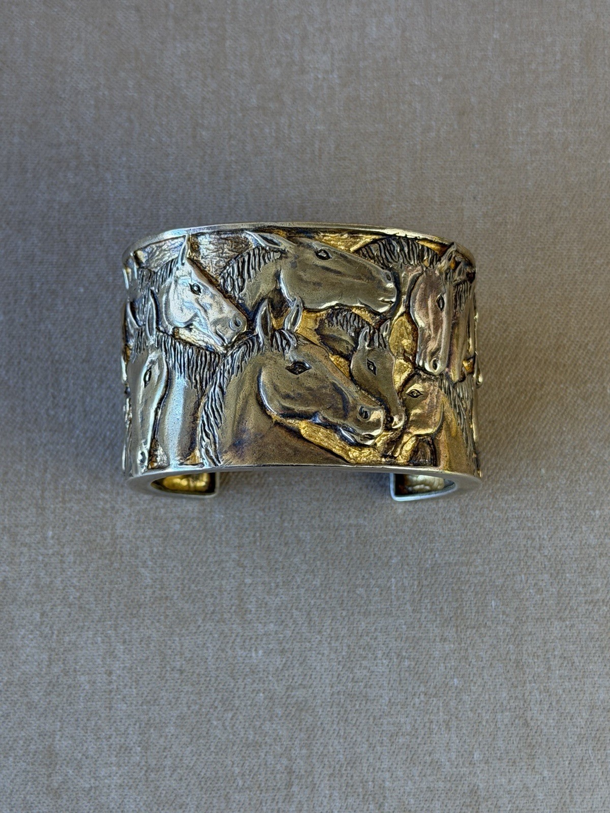 Vintage Jaded Jewels NYC Horse Motif Statement Cuff Bracelet
