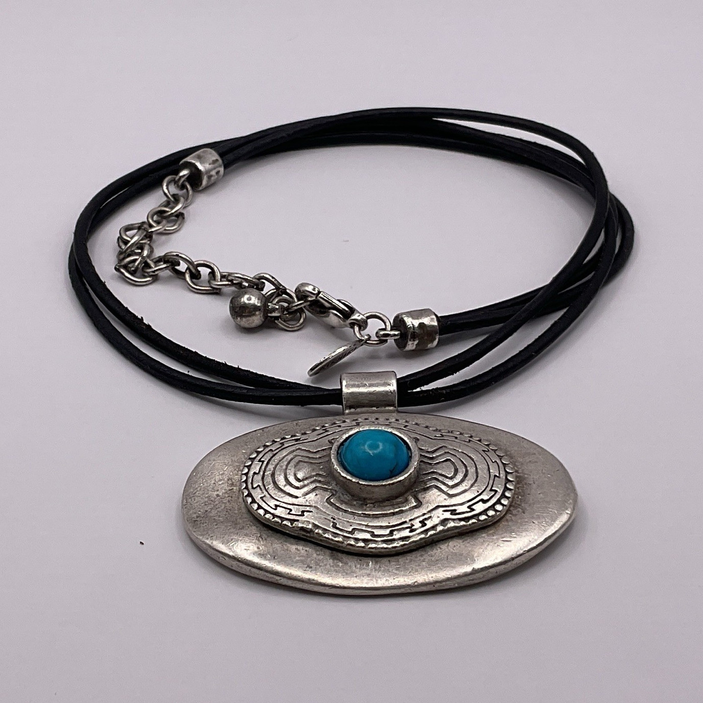 Vintage Chico’s Oval Pendant Necklace with Turquoise Accent