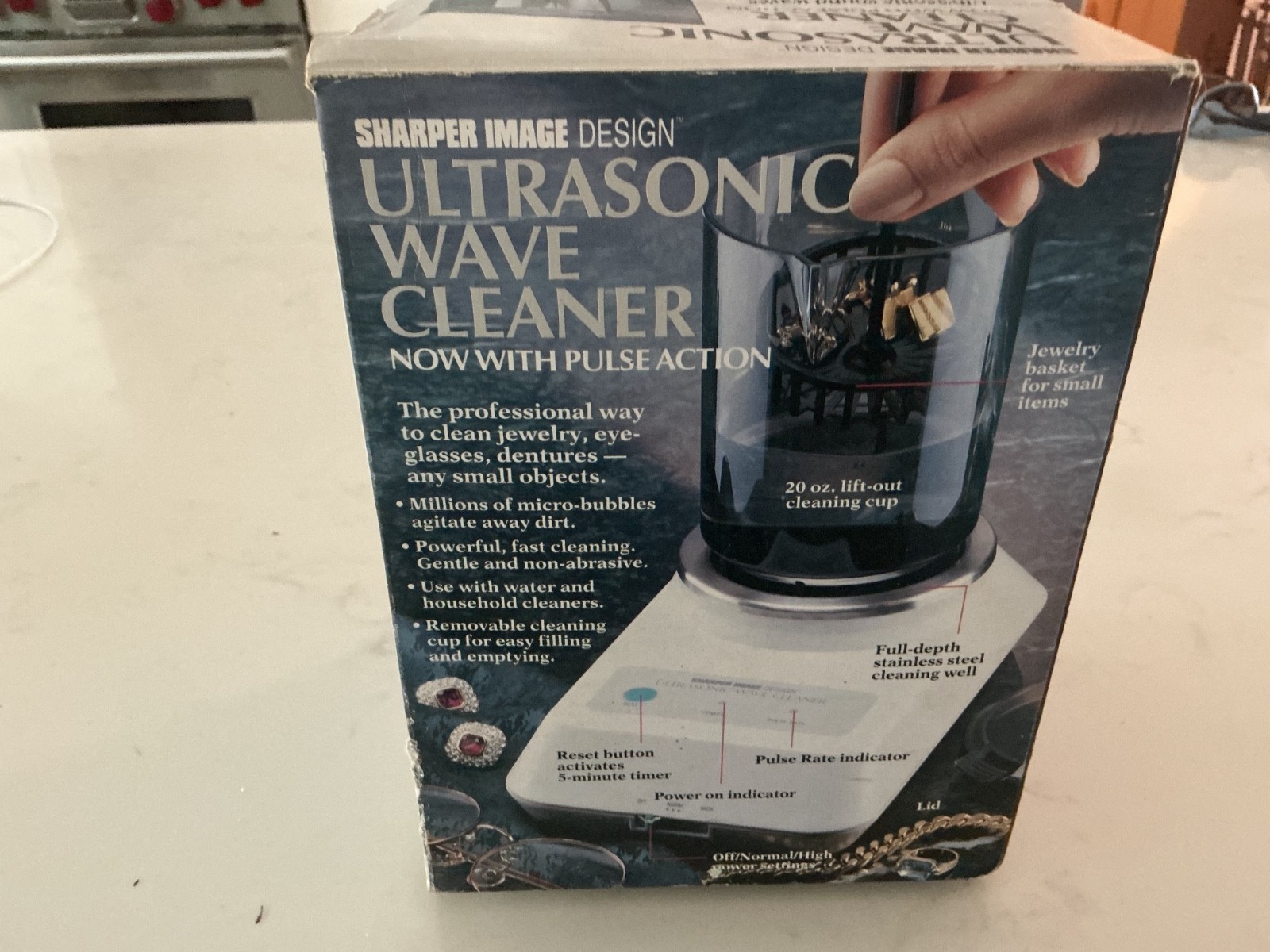 Sharper Image ULTRASONIC WAVE CLEANER, jewelry cleaner with pulse action NIB