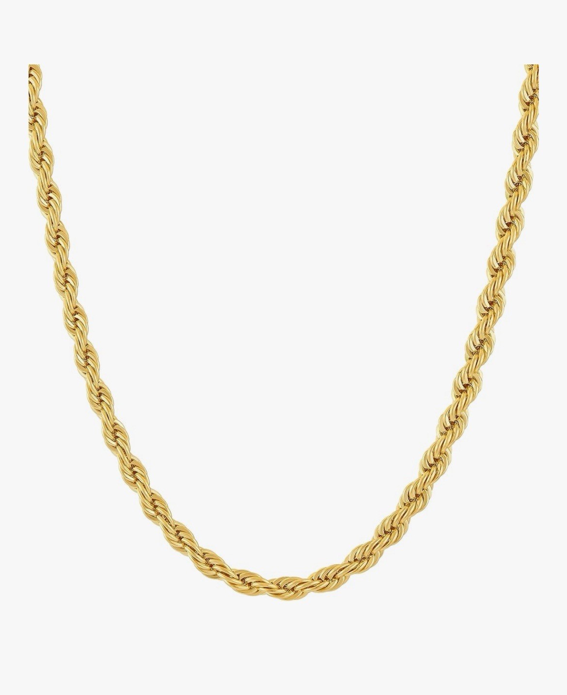 Premium Real Rope Chain Necklace 24K Gold Plated Bronze. No Nickel 2mm-6mm 18-30