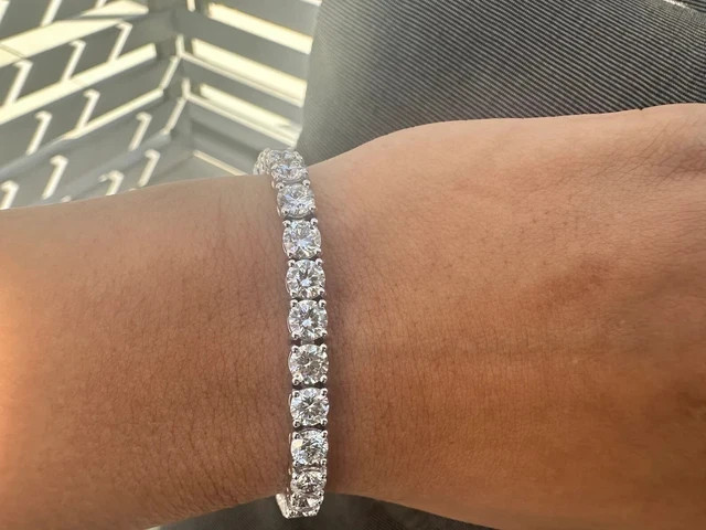 12CT Round Cut moissanite Women’s Classic Tennis Bracelet 14k White Gold plated