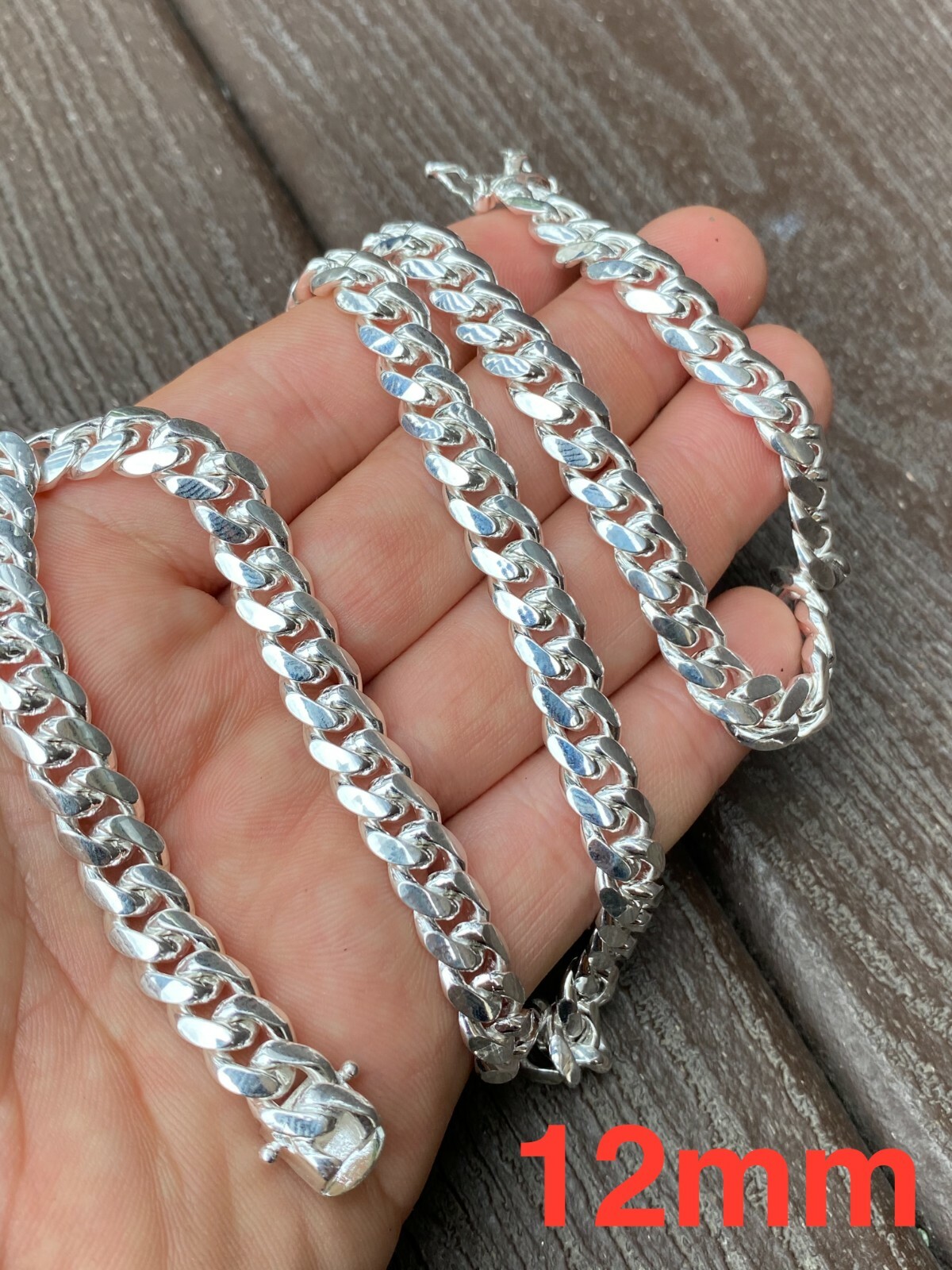 Real Solid 925 Sterling Silver Miami Cuban Chain Or Bracelet 5-14mm Box Clasp
