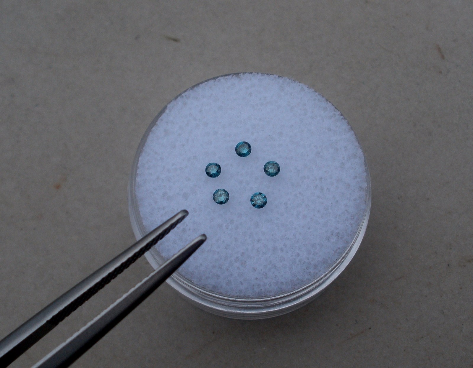 5 Blue Natural Diamond Loose Faceted Rounds 1.8mm each