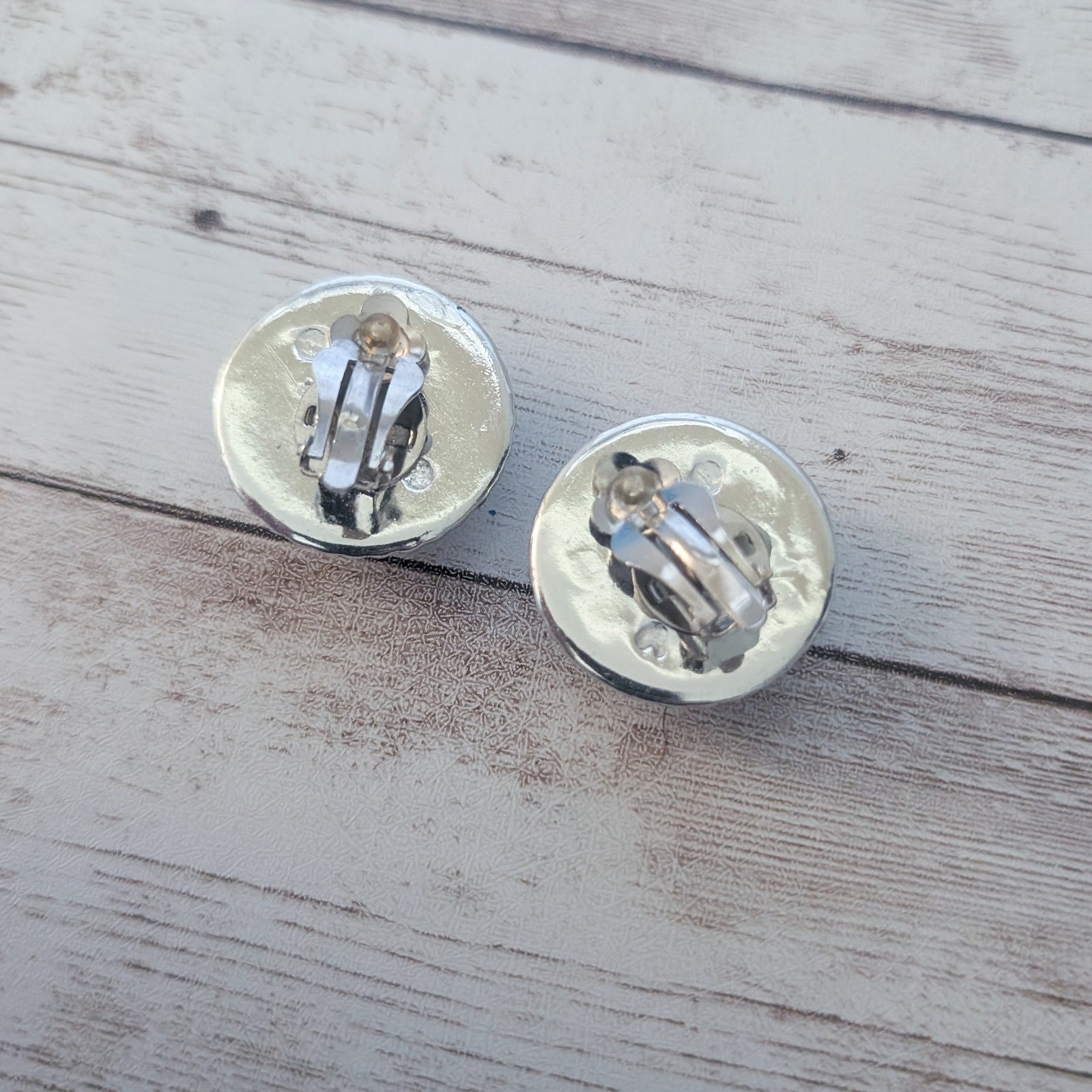 Vintage Clip On Earrings Very Light Blue Frosted