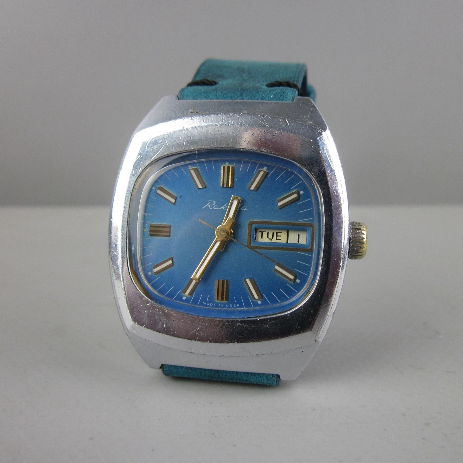 Raketa 2628H VINTAGE Soviet WRIST Watch Rocket ussr Leather Strap