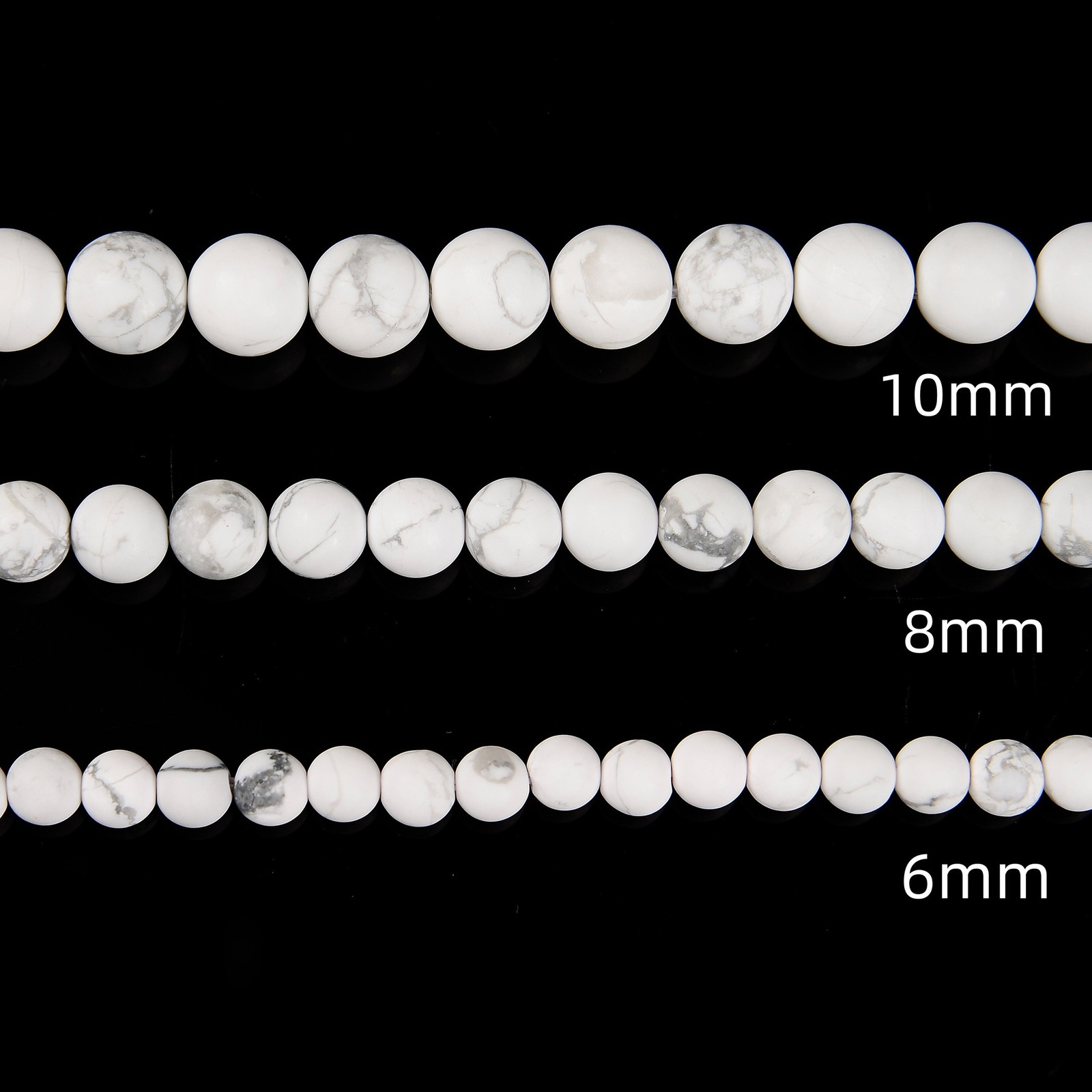 Natural White Howlite Matte Round Beads 4mm 6mm 8mm 10mm 12mm 15.5″ Strand