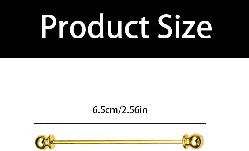3PCS Men’s Brass Ball Collar Tie Pins, Classic Shirt Collar Bar Tie Clips, for L
