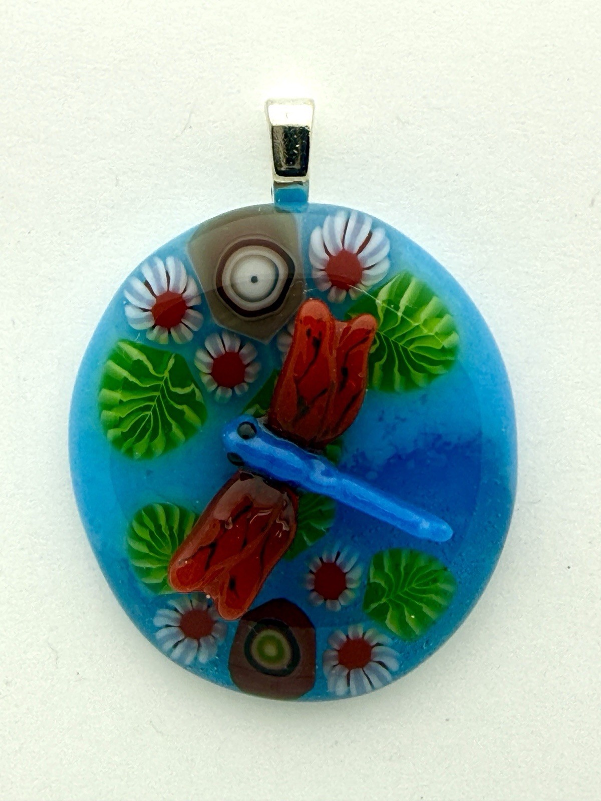 Art Glass Pendant Dragonfly and Murrini