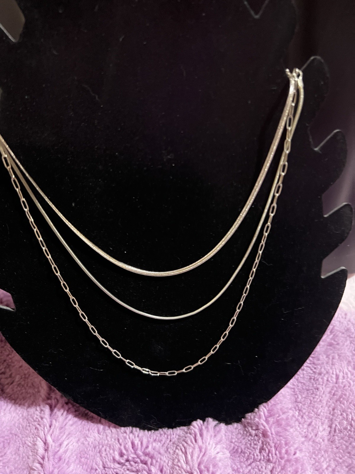 3 Separate Chains Layer Gold And Silver Tones 16,18,20 Inches