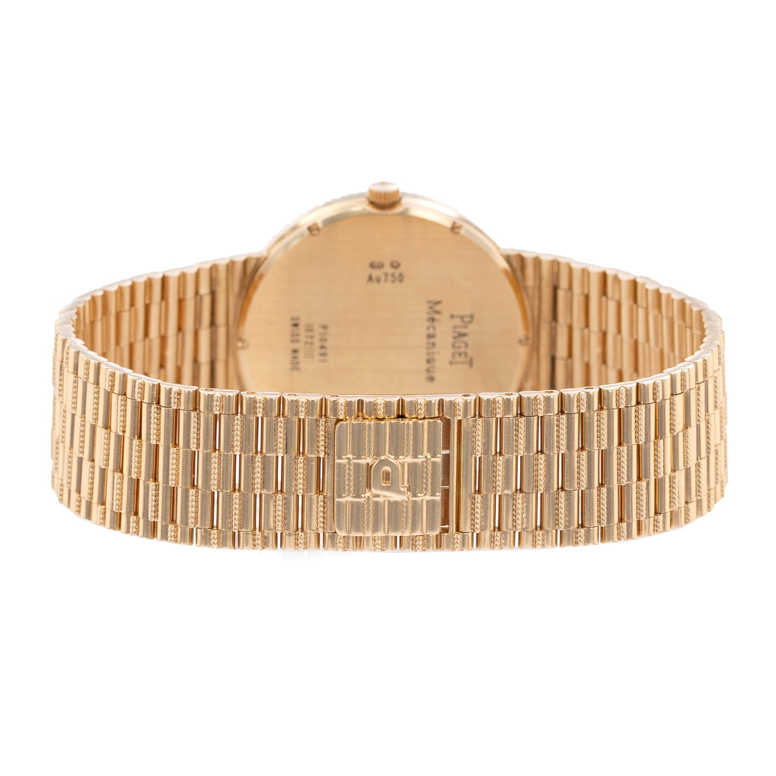 Piaget Dancer P10491 32mm Vintage Diamond Pave Dial 18k Yellow Gold Mens Watch
