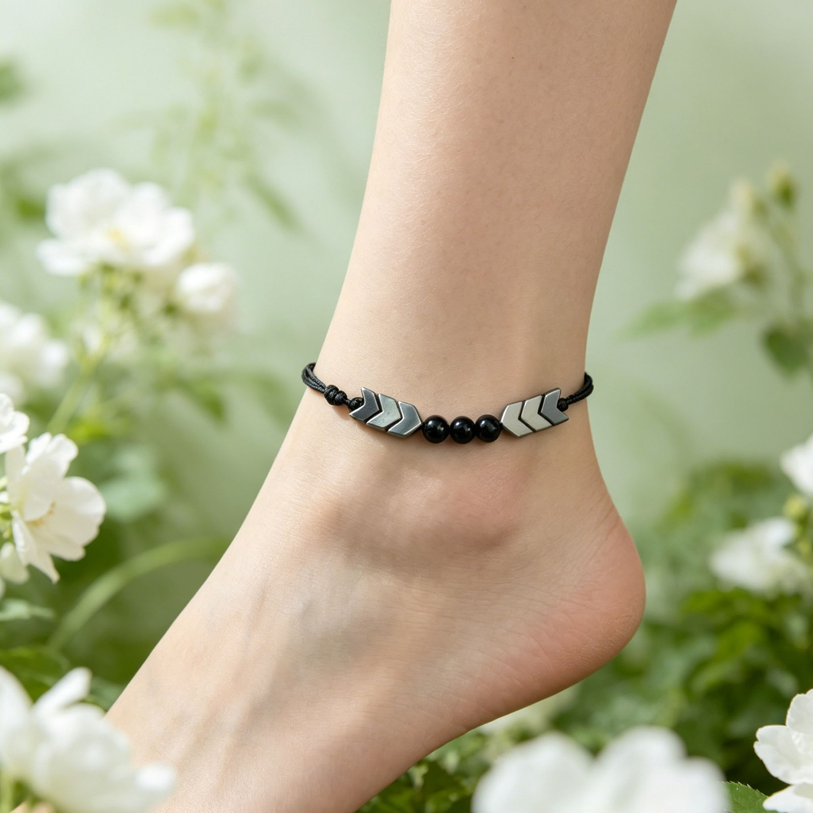 Hematite Energy Stone Handmade Ankle Bracelet Healing Reiki Men Women Gifts