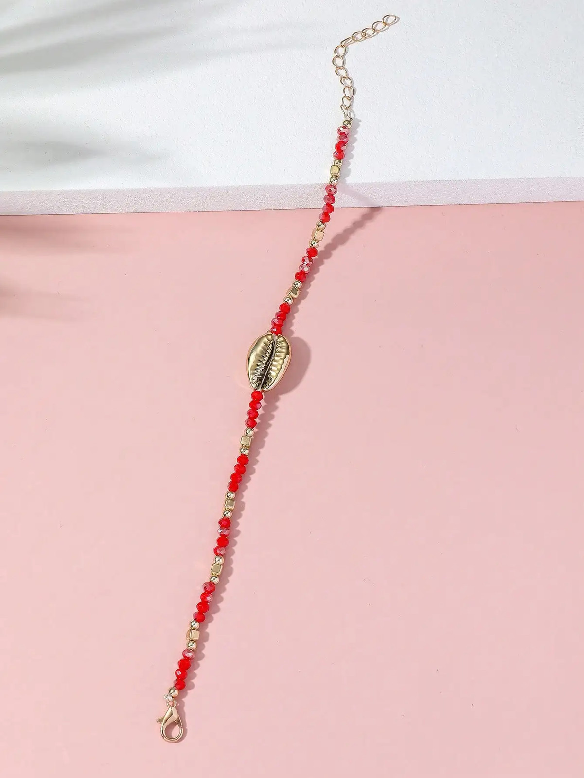 1 Seaside Beach Style String Color Bead Crystal Shell Ankle Ankle Anklet Women’s