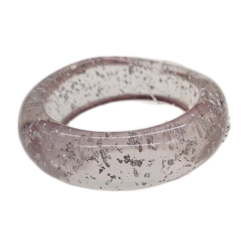Lucite BANGLE Bracelet Fat Slip ON Runway Very light Purple Confetti Vintage